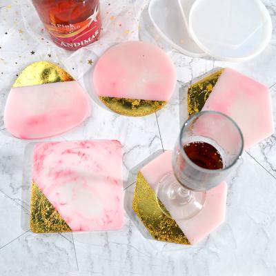 China Viable DIY Geometric Coaster Epoxy Resin Molds Making Tea Coaster Dessert Tray Jewelry Dish Mobile Phone Holder Pad Silicone Molds for sale