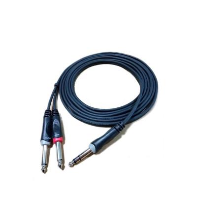 China Audio Output 6.35mm TRS Jack To 2*6.35mm TS Jack Cable Y Cable Audio AV Cable for sale