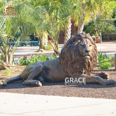 China Traditional Lion Sculpture Life Size Zoo Metal Bronze Statue for sale