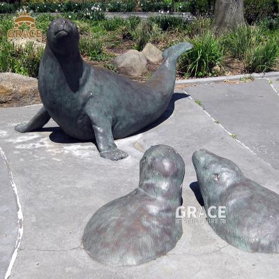 China Traditional Outdoor Metal Sea Lion Sculpture Life Size Bronze Sea Lion Statue for sale