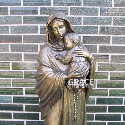 China Europe Church Life Size Bronze Sculpture Mother Mary With Baby Jesus Statue for sale