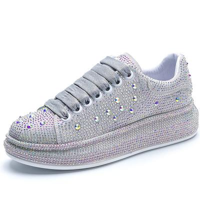 China CUSHIONING Dropshipping Women's Shiny Rhinestone Low Top Lady Sneaker Chunky Sole Shoes Fashion Trends Women's Shoes for sale