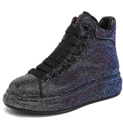 China Fashion Trend Dropshipping Custom Logo Women Fashion Full Diamond Platform Sneakers Shiny for sale