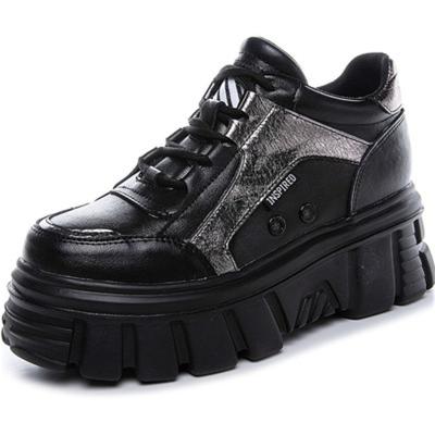 China CUSHIONING Dropshiping Agent Women Genuine Leather Thick Bottom Shoes Lady Street Style Chunky Sneaker 2021 Women Platform Shoes for sale