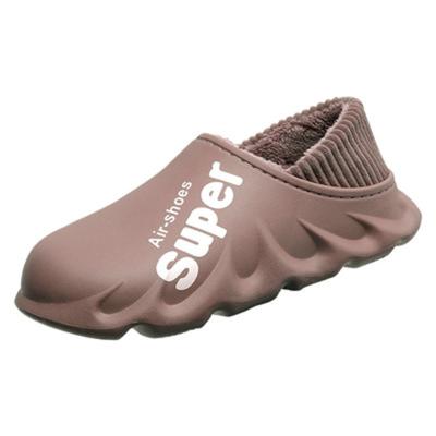 China 2021 Fashion Trend Dropshipping Custom New Women Winter Warm Logo Slippers Men Waterproof Non-slip Plush Slippers Indoor Home Couples Shoes for sale