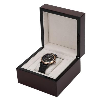 China Fashionable black color custom logo watch case wooden watch box for luxury watches caja reloj for sale