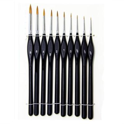 China Fine Painting Nylon Hair Watercolor Detail Painting Brush Set Art Paint Brush Set Professional Miniature 10pcs Set Painting OEM Customized for sale