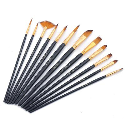 China Pure Nylon Bristle Paint Oil Paint Brush Handle Transparent Acrylic Artist Paint Brush Bag Print Set Bristle For Art Supplies for sale