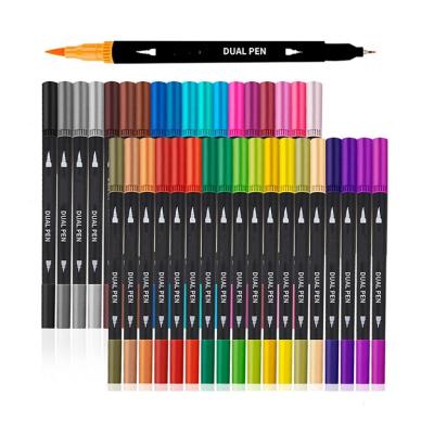 China Double School Markers Brush Pen Colored Pen Fine Point Art Marker and Brush Pen For Adult Highlighter Bar for sale