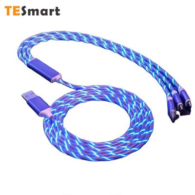 China Wholesale 1.2M LED Mobile Phone Etc.electronic Product Flowing Light 3 in 1 USB Charging Cable For Mobile Phone for sale