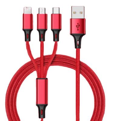 China Hot Selling MP3/MP4 Player 3.5A Android Charger Cable Micro USB Lighting Type C 3 in 1 USB Fast Charging Data Cables for sale