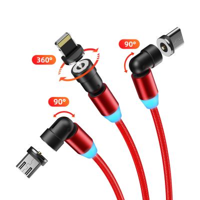 China 2.4A Fast Charging Hot 2.1A 2.4A Magnetic Charger Phone Cable 3 In 1 Android Fast Charger Cable LED USB Cables Overflowing Magnetic Data Cord for sale