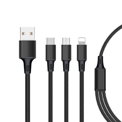 China MP3/MP4 Player Wholesale Multiple Heads USB Nylon Braid Tie 3 In 1 USB Charging Wire Data Cables for sale