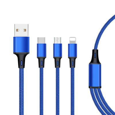 China Bestselling Blue Multifunction MP3/MP4 Player 3 In 1 Cables Android Charger Cable USB Lightn ing Micro USB Wire Data Data for sale