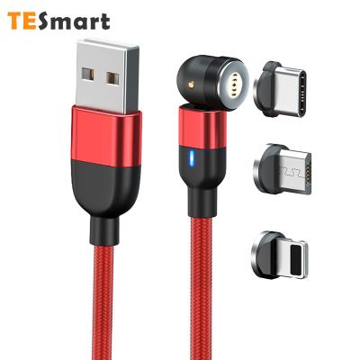 China 2.4A Speed ​​Data Wire Rotatable Quick Charging Magnet Fasten 3 in 1 Magnetic Data USB Cable for sale