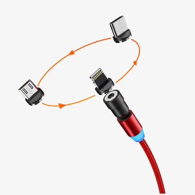 China Etc.electronic Cell Phone Product 540 Rotate 3 Magnetic In 1 Micro USB Fast Charging Type C Lightn Cable Magnet Charger ing Cable For Mobile Phone for sale