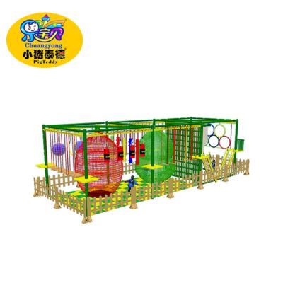 China Kindergarten Rope Playground Equipment Custom Kids Indoor Play Wooden Rope Course for sale