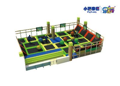 China Large Jump Indoor Trampoline , Inside Trampoline Park With Ninja Warrior for sale