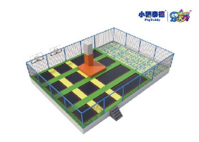 China Adults / Kid Sports Jump Trampoline Park With Ninja Warrior Anti - Crack for sale