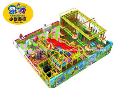 China Rectangle Indoor Ropes Course Adventure Playground With Slide Customized for sale