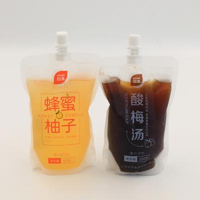 China Custom Digital Printed Plastic Clear Security Heat Seal Up Spout Pouch With Liquid Juice Coffee Food Grade Packaging Pouches for sale