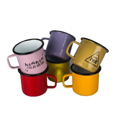 China Enamel HONESTTREE Logo Printed Sublimation Metal Enamel Coffee Mug Custom Camping Tea Mug With Handle for sale