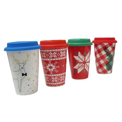 China Ceramic Mug with Lid HONESTREE Free Sample Large Capacity Portable Ceramic Coffee Mug with Silicone Lid for sale