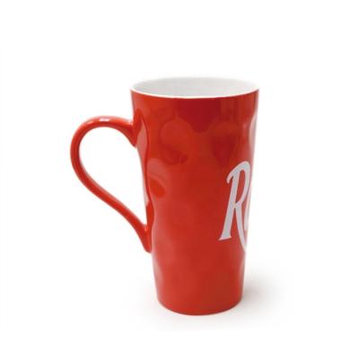 China HONESTREE Amazon Coffee Mug Hot Sale 15oz Red Color Printing Coffee Tea Mug Ceramic Mug With Handle for sale