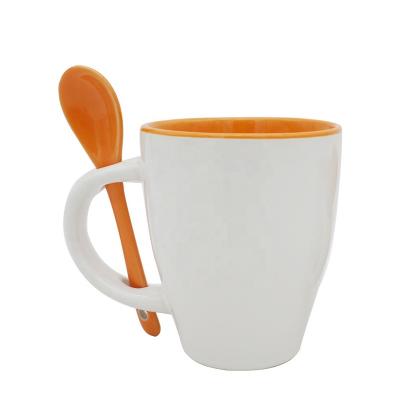 China White Free Sample Sublimation HONESTREE Mug 12oz Sublimation Coffee Mug Ceramic White Mug With Spoon for sale