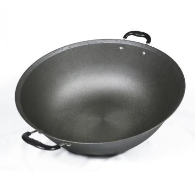 China Sustainable suitable for cooker and induction gas stove frying wooden wok iron wok handle cast iron wok support for sale