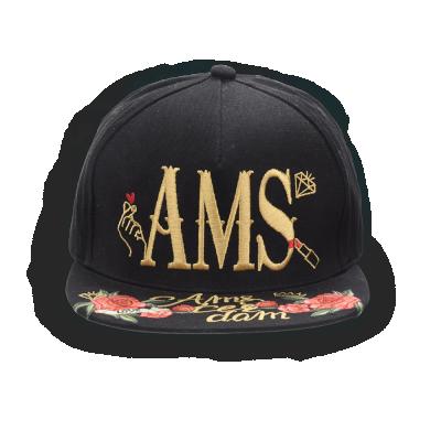 China New Design JOINT Black Color Fashion Embroidered Sports Souvenir Baseball Cap Hiphop Hat With Rose Pattern for sale