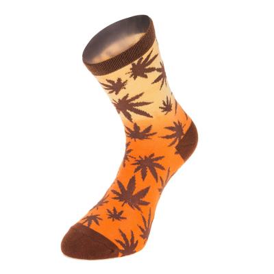 China Breathable Pattern Logo Cotton Athletic Unisex Socks Custom Made Designer Design Of High Quality Maple Leaf Socks for sale