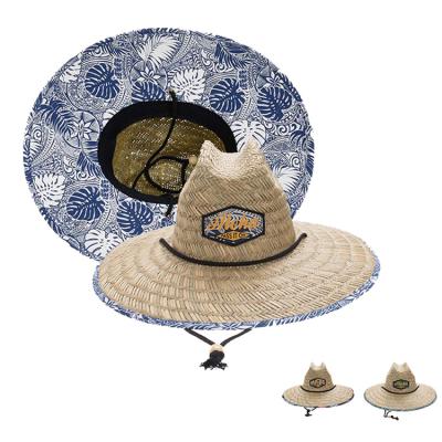 China Wholesale Bulk Men's Straw Lifeguard Hat Summer Sun Sun Underbrim Adult Straw Hat for sale