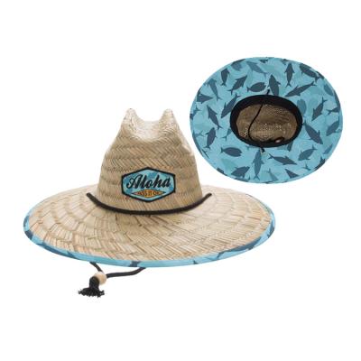 China Eco-Friendly Unisex Summer Wide Brim Surfing Straw Outdoor Natural Straw Hat With Logo for sale