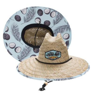 China Wholesale Image Summer Under The Edge Design America Sombrero Beach Surf Custom Printing Lifeguard Straw Hat With Logo for sale