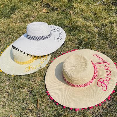 China High Quality Popular Styles Wholesale Logo Straw Hat Female Wide Brim Custom Made Image Factory Straw Hats for sale