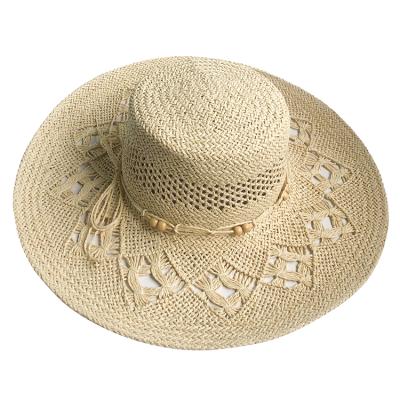 China Foldable Straw Hat Female Summer, Wide Brim Beach Hats Paper+cotton Souvenirs Sun Hat Ladies Hat Women Wide for sale