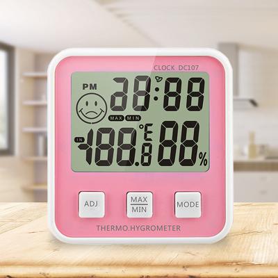 China Eco-friendly Max Min Room Indoor Temperature Humidity Electronic Table Clock Thermometer for sale