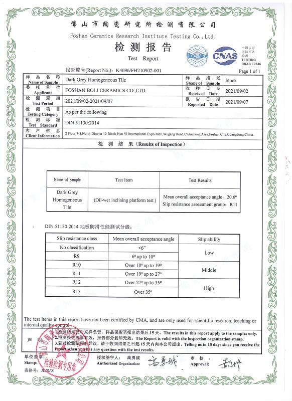 Test Report - BOLI CERAMICS CO.,LTD.