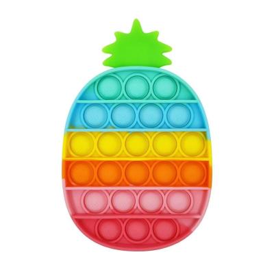 China Educational Funny Toy Factory Direct Sales Pineapple Shape Puzzle Toddler Toys Anti Strain Green Silicone Rainbow Push Bubble Child Toddler Toys for sale