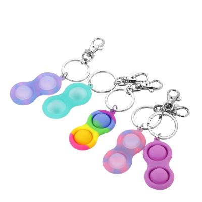 China 2021 Dimple Dye Link Amazon Toy Push Keychain Noise Keychains Llaveros Mini Educational Funny Single Hand Stress Relief Sound Bubble Shaker Keyring for sale