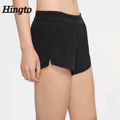 China Antibacterial women slim black fitness yoga shorts wholesale gym sports activewear running shorts for women for sale