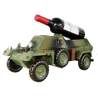 China Custom Hot Sale Europe Metal Military Vehicle Wine Bottle Holder Metal Army Truck Wine Rack for sale