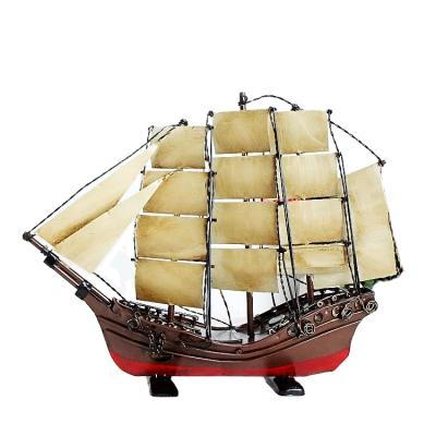 China Hot Sale Europe Retro Metal Crafts Sailboat Model Desktop Small Ornaments Home Decor Mediterranean Ships Model for sale