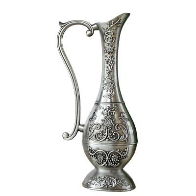 China Modern Luxury Iron Metal Flower Vase Vintage Silver Decorative Decoration For Home for sale