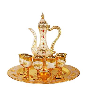 China 2021 Luxurious Authentic European Wedding Wine Turkish Coffee Espresso Zemzem Gift Set With Gold Plated for sale