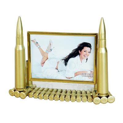 China Europe Metal Opens 5 Inch Military Souvenir Novelty Bullet Shell Casing Photo Frame Gifts for sale