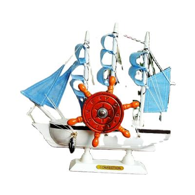 China Gifts Wholesale Creative Gifts Wooden Ship Music Box Hand Crank Operated Mechanism Wooden Ship Music Box for sale