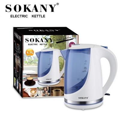 China Household Electric Kettle Sokany Kettle Large Capacity 1.7L Plastic Kettle for sale