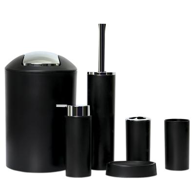 China Factory Stocked Directly China Cheap Black Bathroom Set Plastic Bathroom Decor Set 6 Piece Luxury Bathroom Accessories Set Plastic for sale